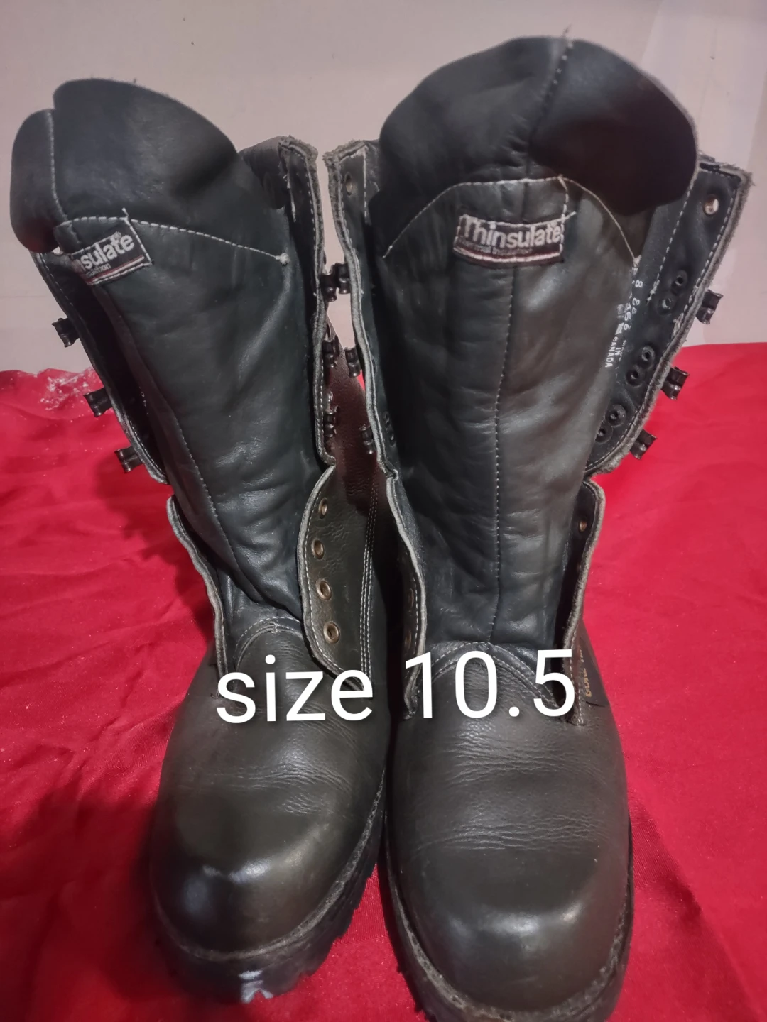 Thinsulate Black Leather Winter Boots Size 10.5