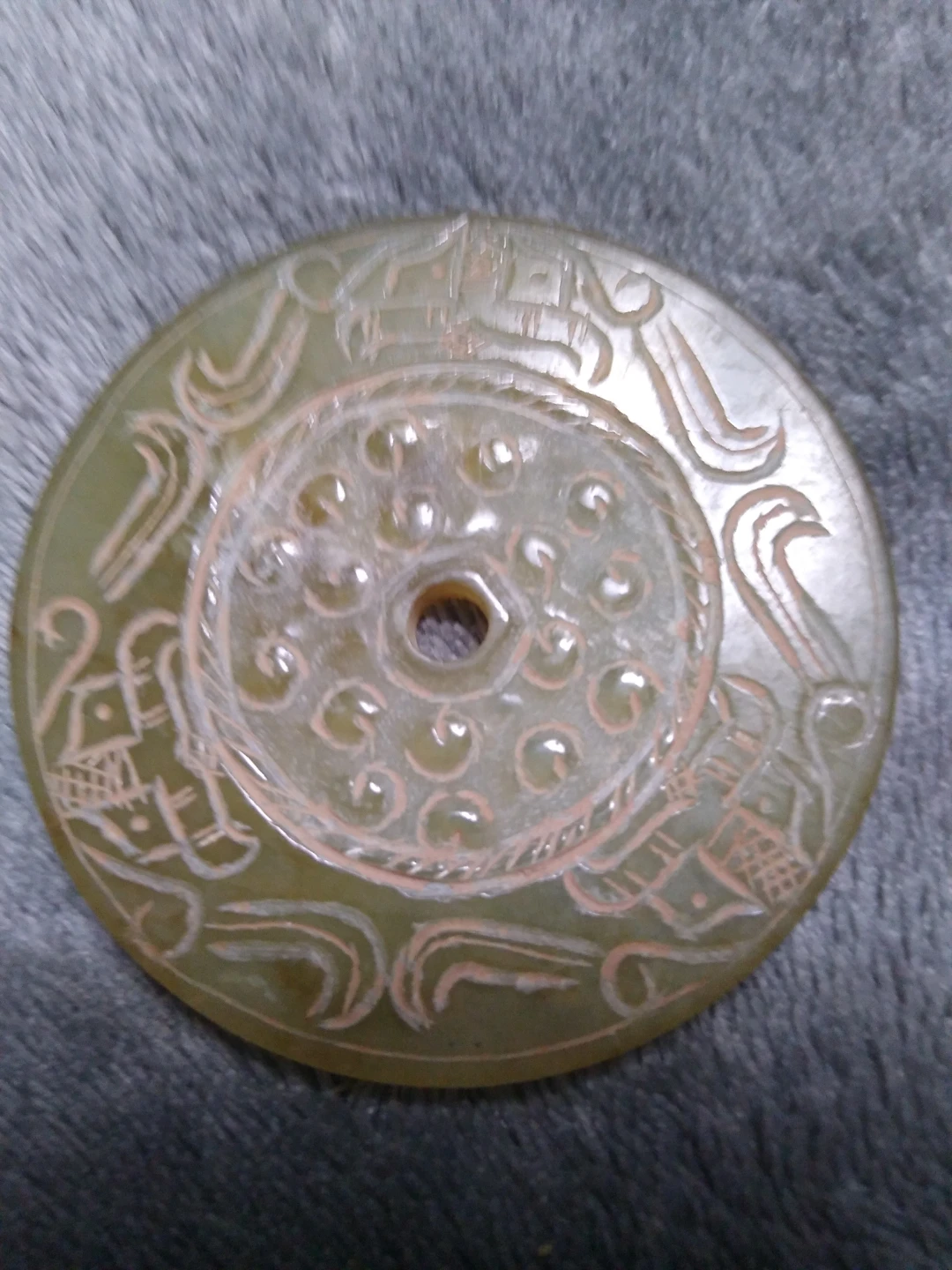 Pair of antique Jade bi discs - photo 3