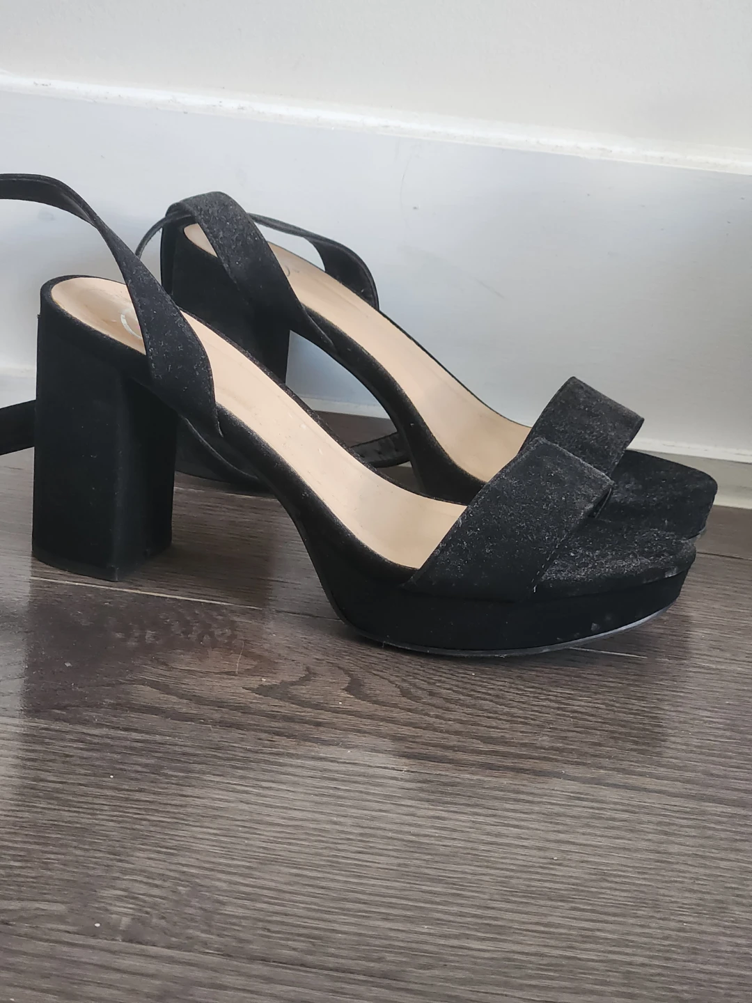 Black Platform Heels with Ankle Strap