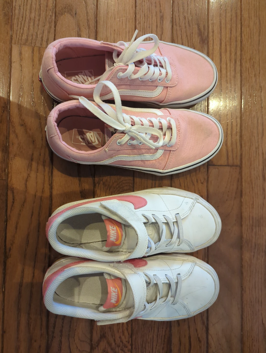 Kids shoes: Pink Vans & Nike white and pink