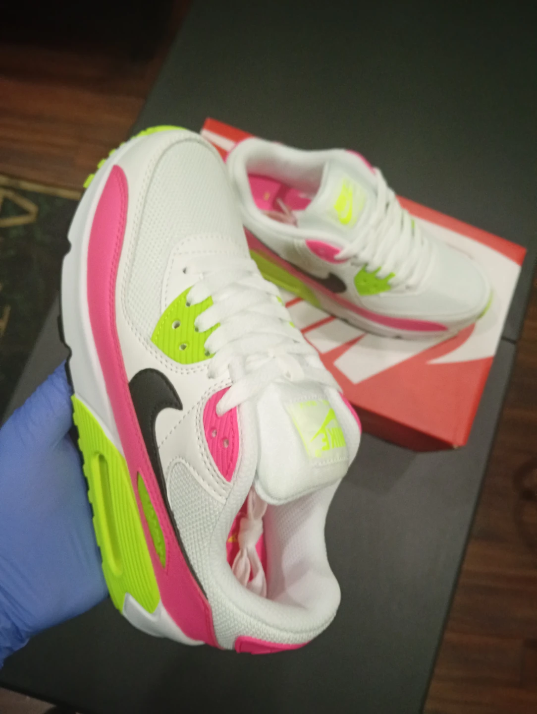 Nike Air Max 90 White/Pink/Neon women's size 8 and 8.6