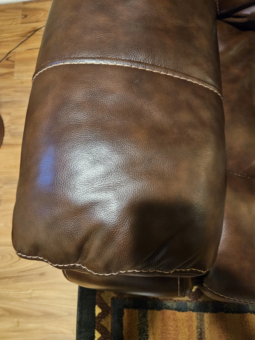 Dark Brown Leather Reclining Sofa - photo 3