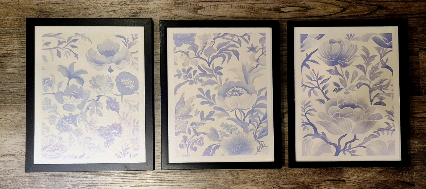 Set of 3 Vintage Foral Wall Art 12"x15" Framed - photo 2