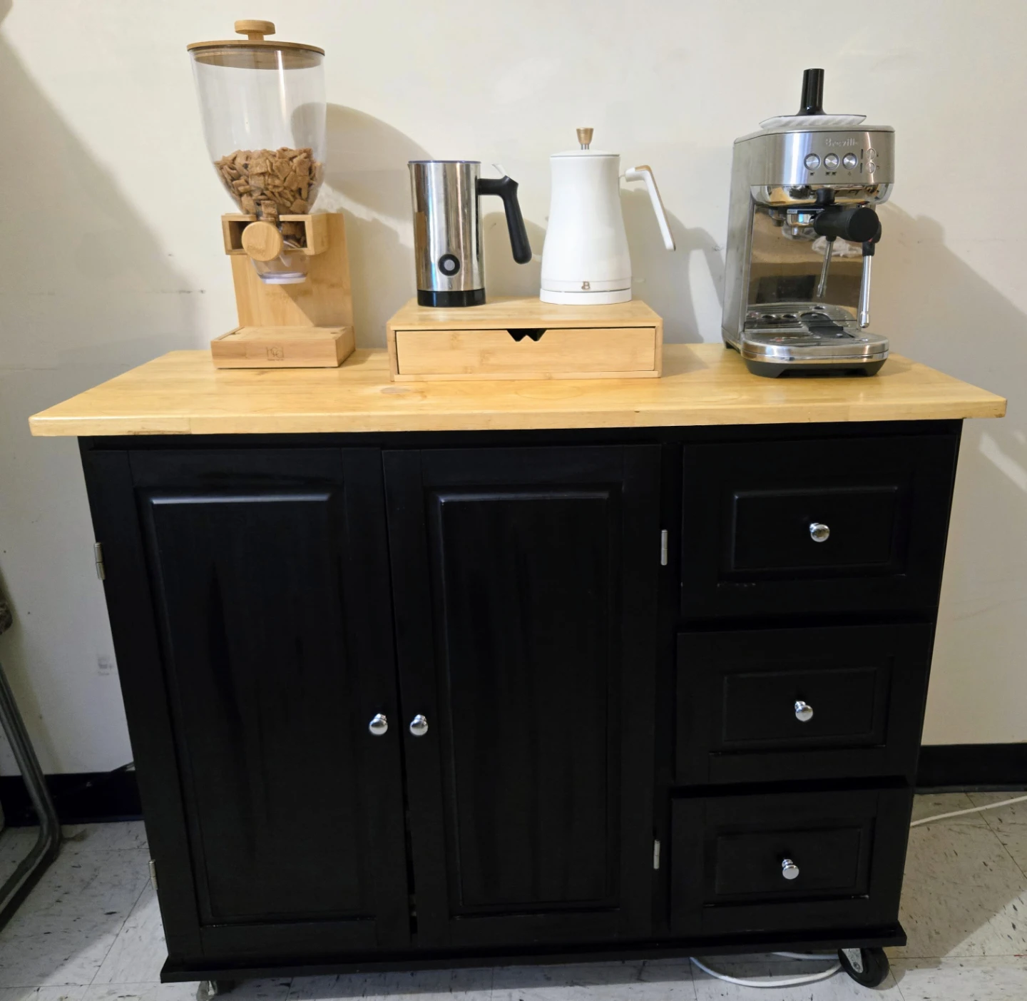 Black Kitchen Island with Storage