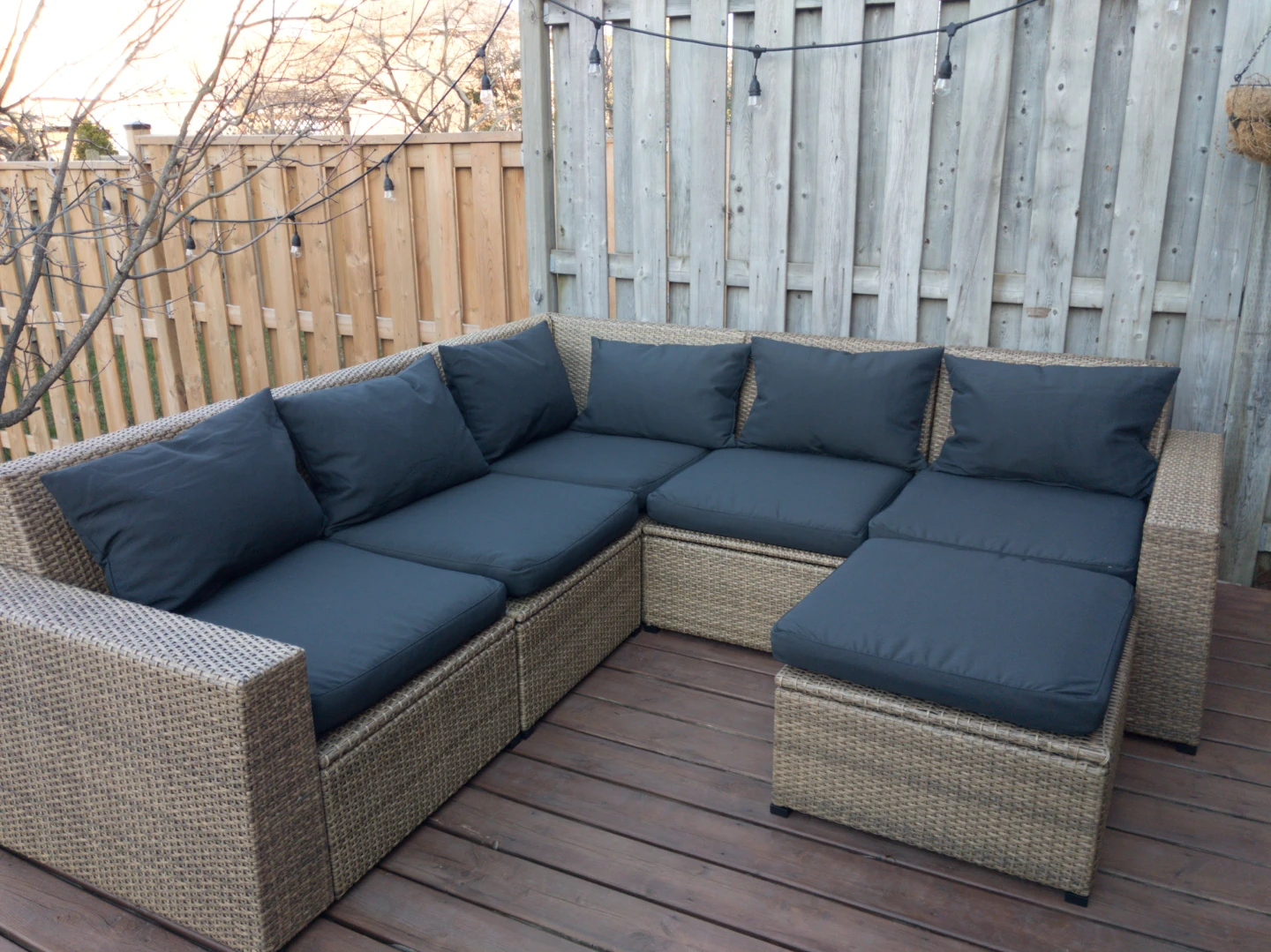 IKEA Wicker Patio Sectional Sofa Set with Cushions