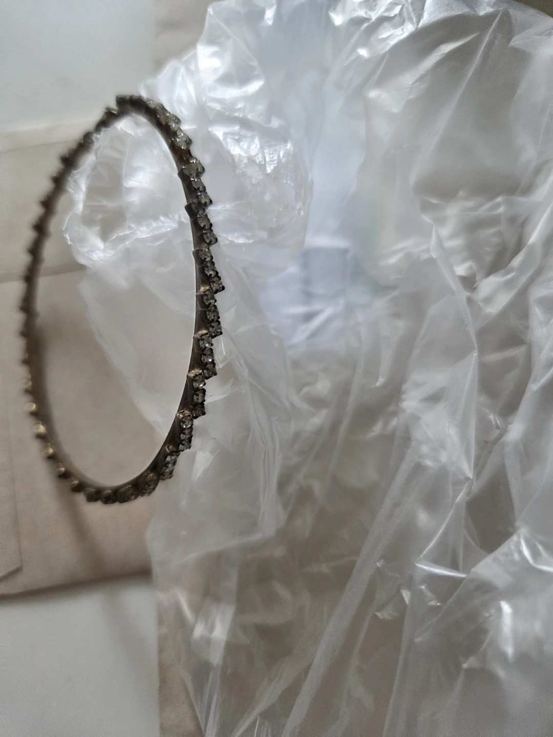 Large Gold-Tone Rhinestone Hoop Earring - photo 5