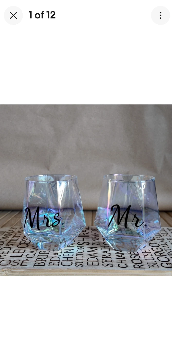 Mr. & Mrs. Diamond Cut Tumbler Glasses - photo 2
