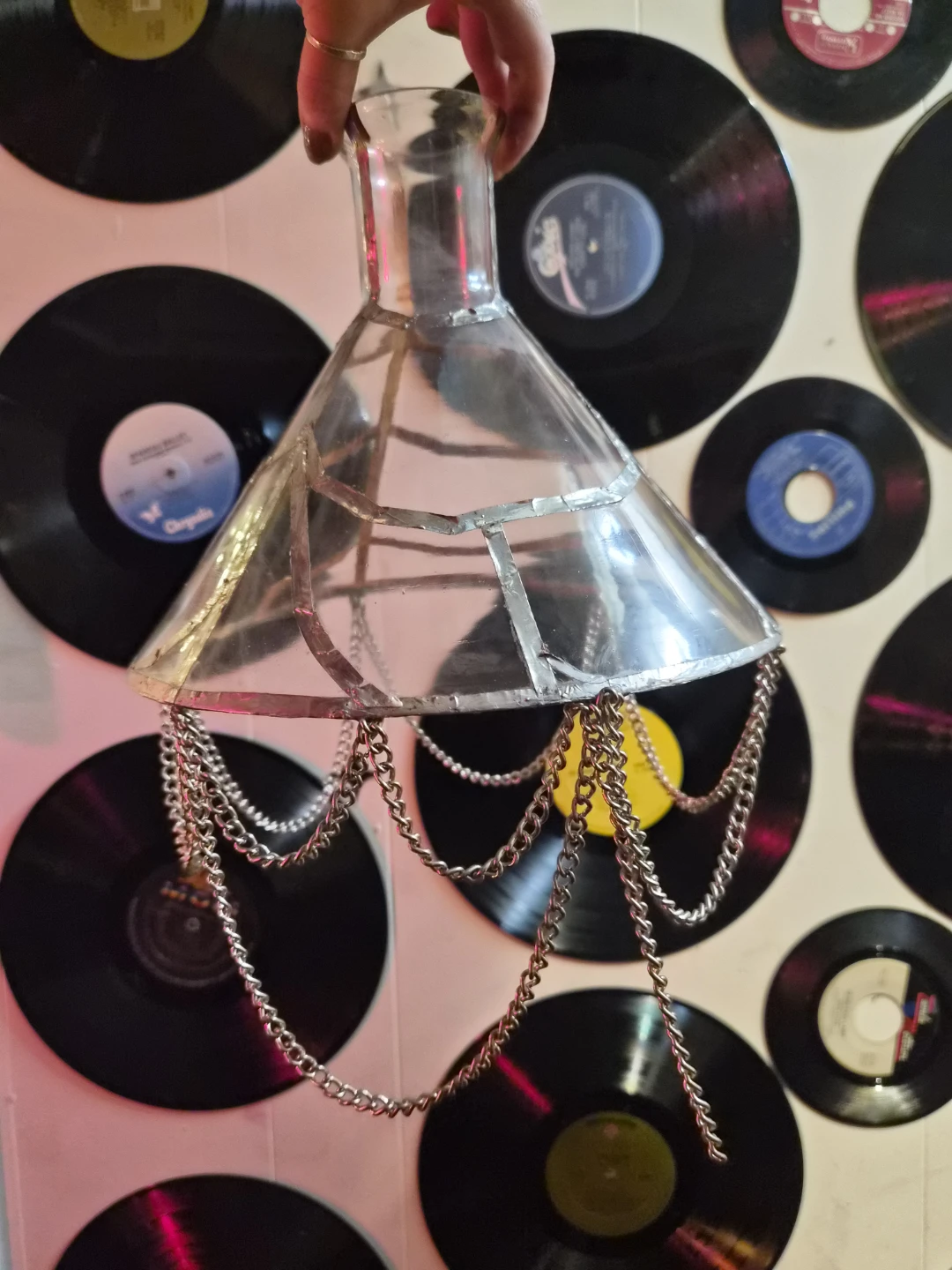 Glass spiderweb light shade