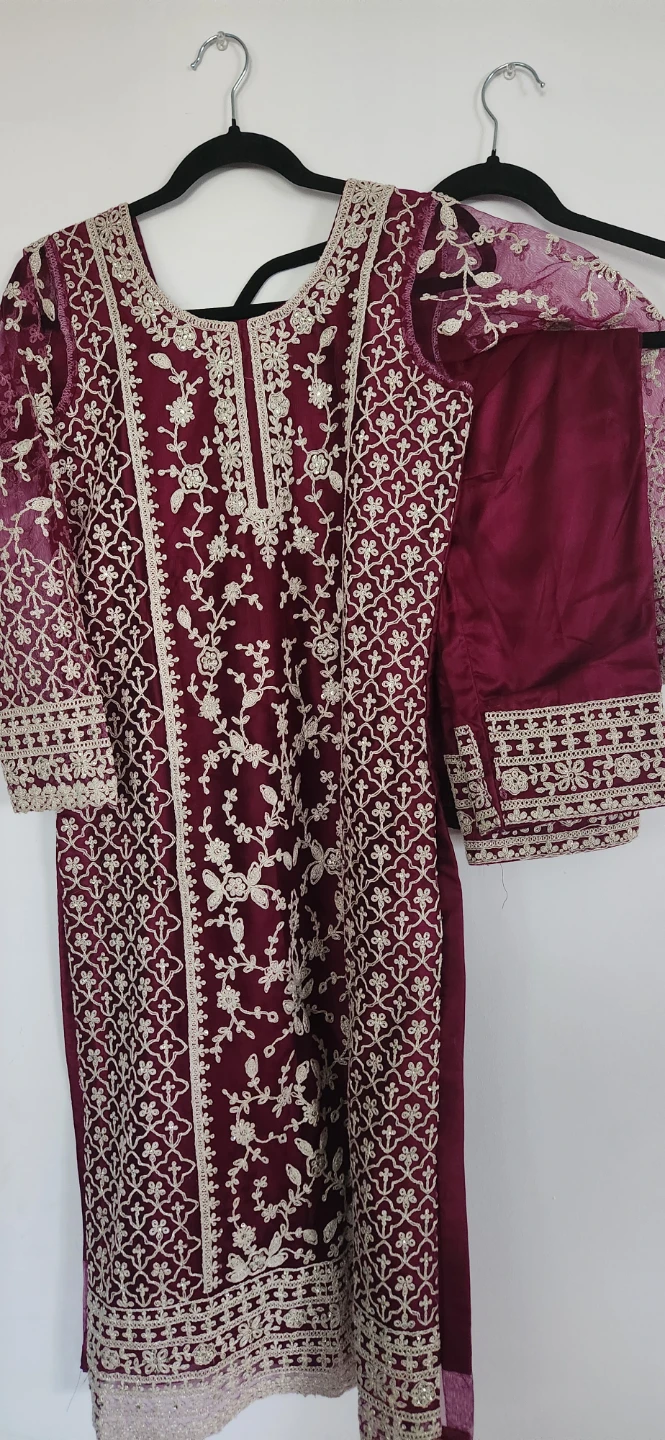 Burgundy Embroidered Kurti