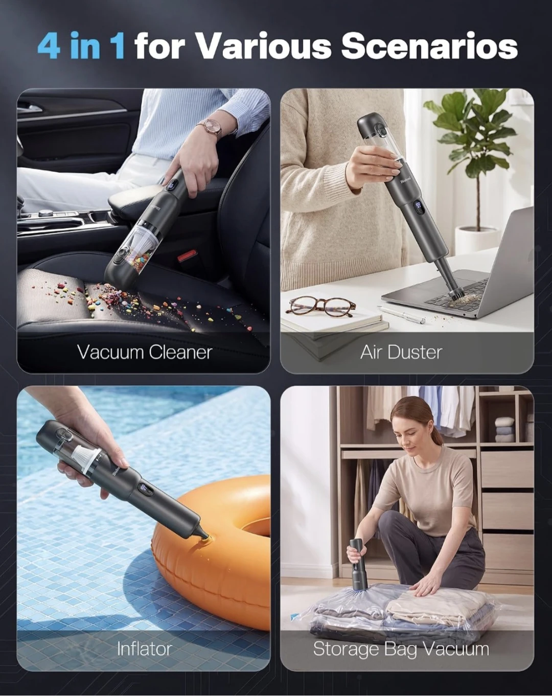 Bisloni Cordless Handheld Vacuum, 20000Pa Powerful Suction - photo 5
