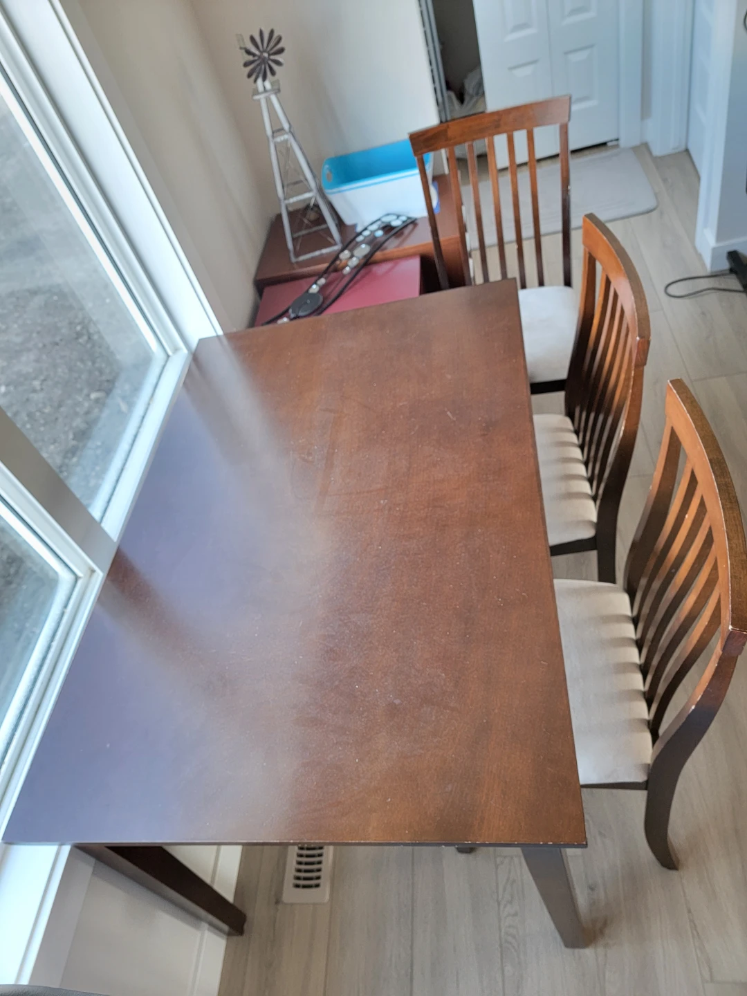 Dark Wood Dining Table with Two Chairs