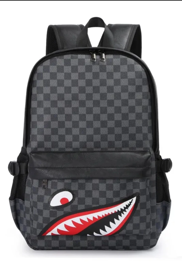 Shark Print Checkered Backpack - photo 3