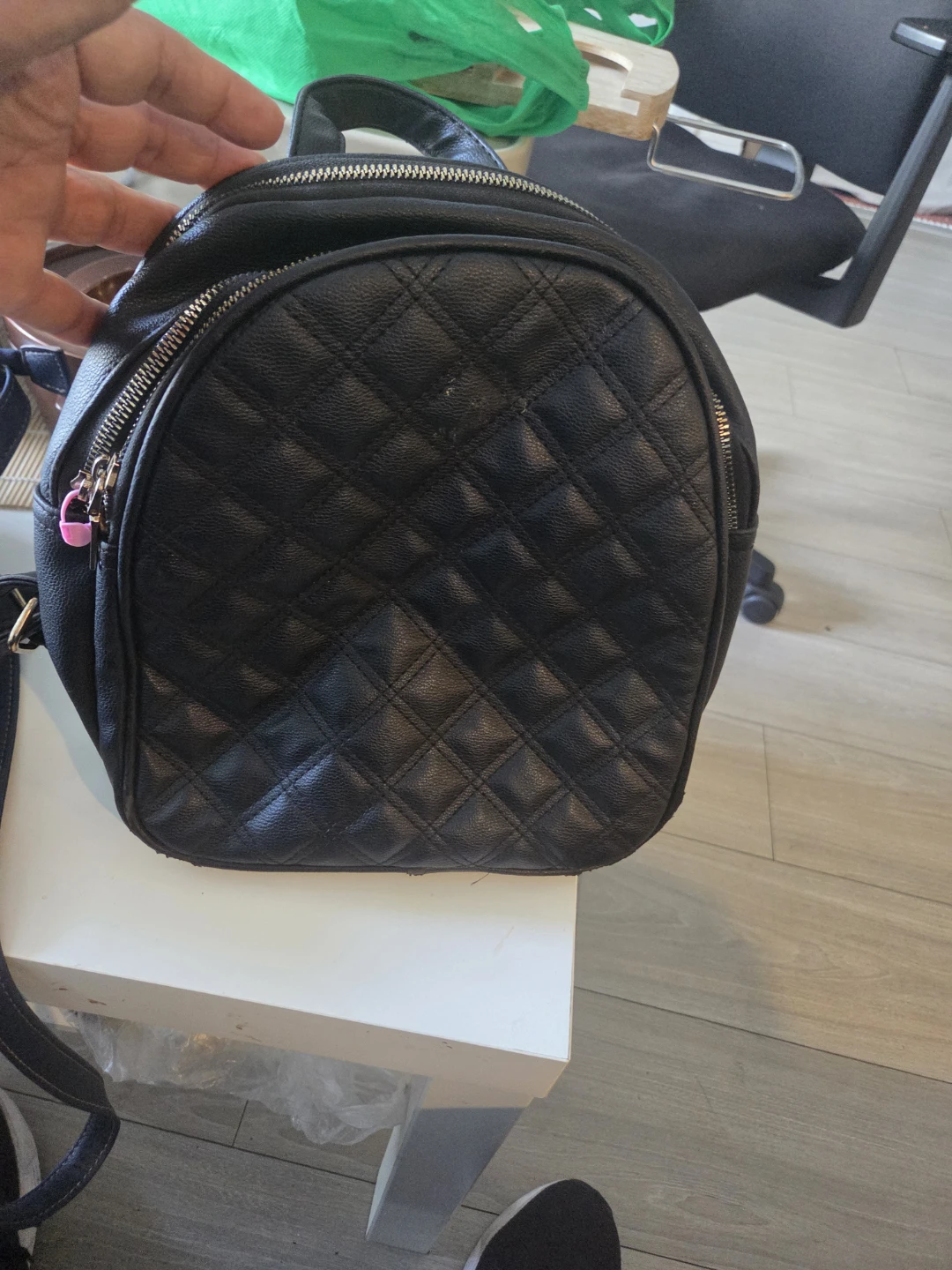 Black Quilted Mini Backpack - photo 2