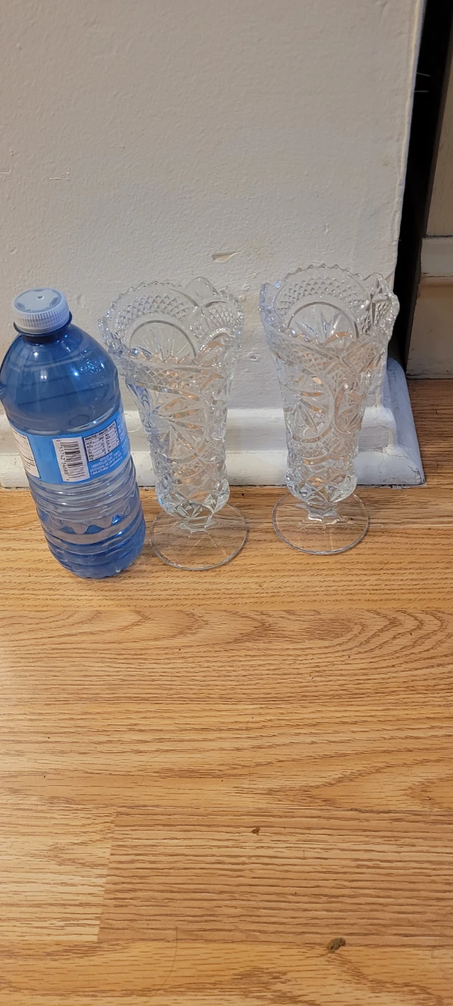 Set of Two crystal Vases
