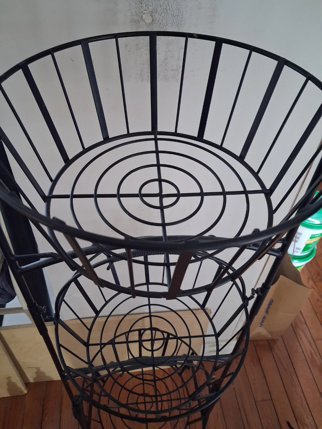 Black Metal Three-Tier Hanging Basket Stand - photo 2