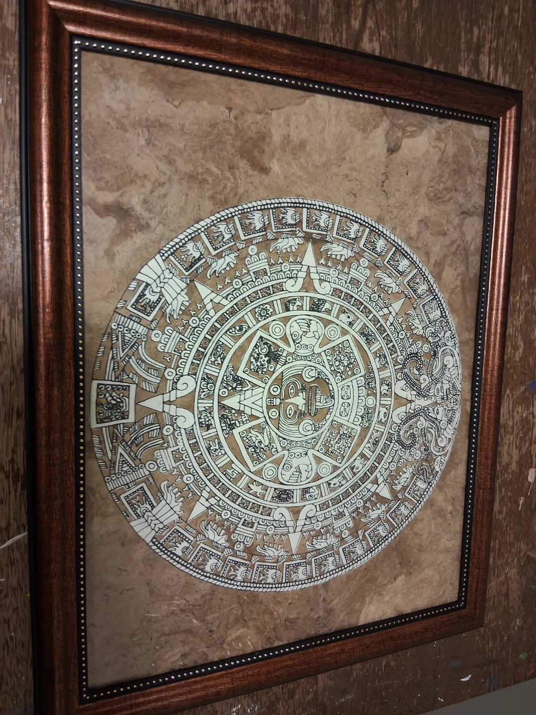 Framed Aztec Sun Stone Wall Art - photo 2