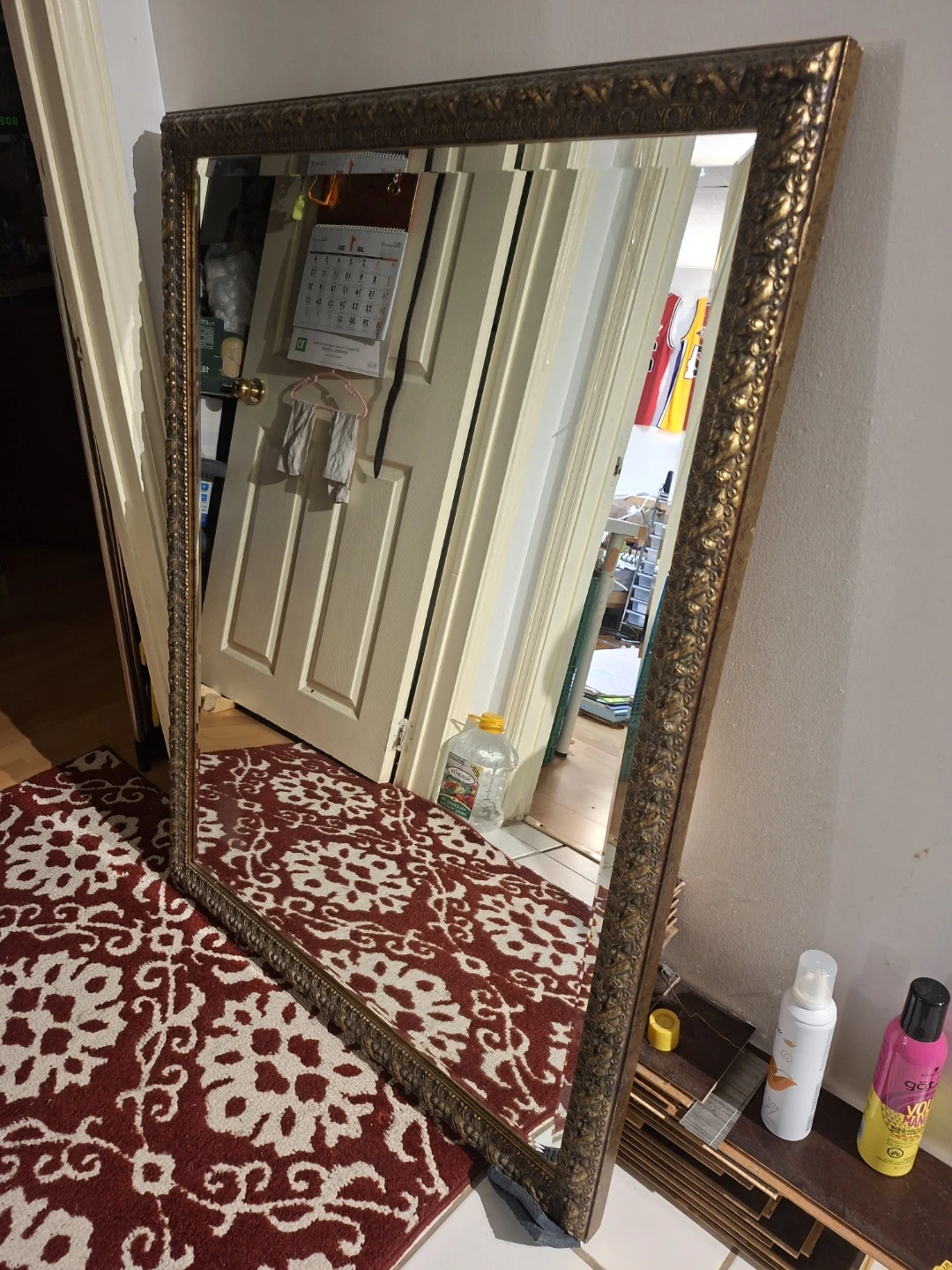 Large Antique Style Gold Framed Mirror