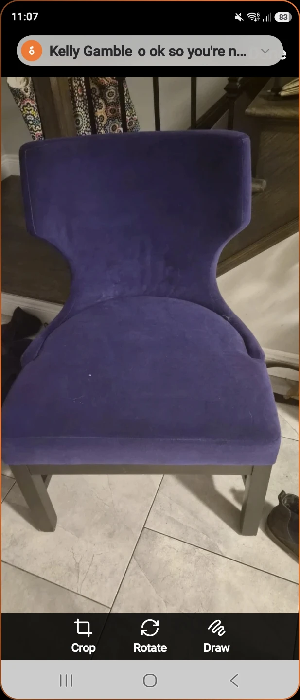 2 Purple velvet upholstered dining chair