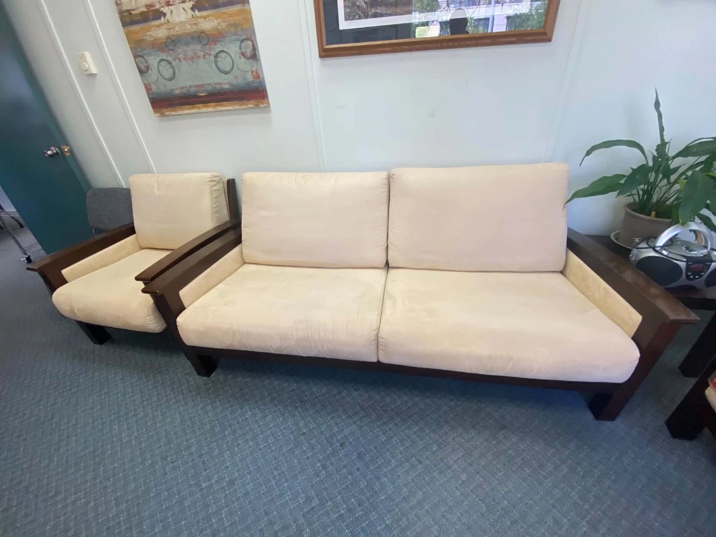 *** FREE ***.  Couch & Armchair with Wooden Frame - photo 2