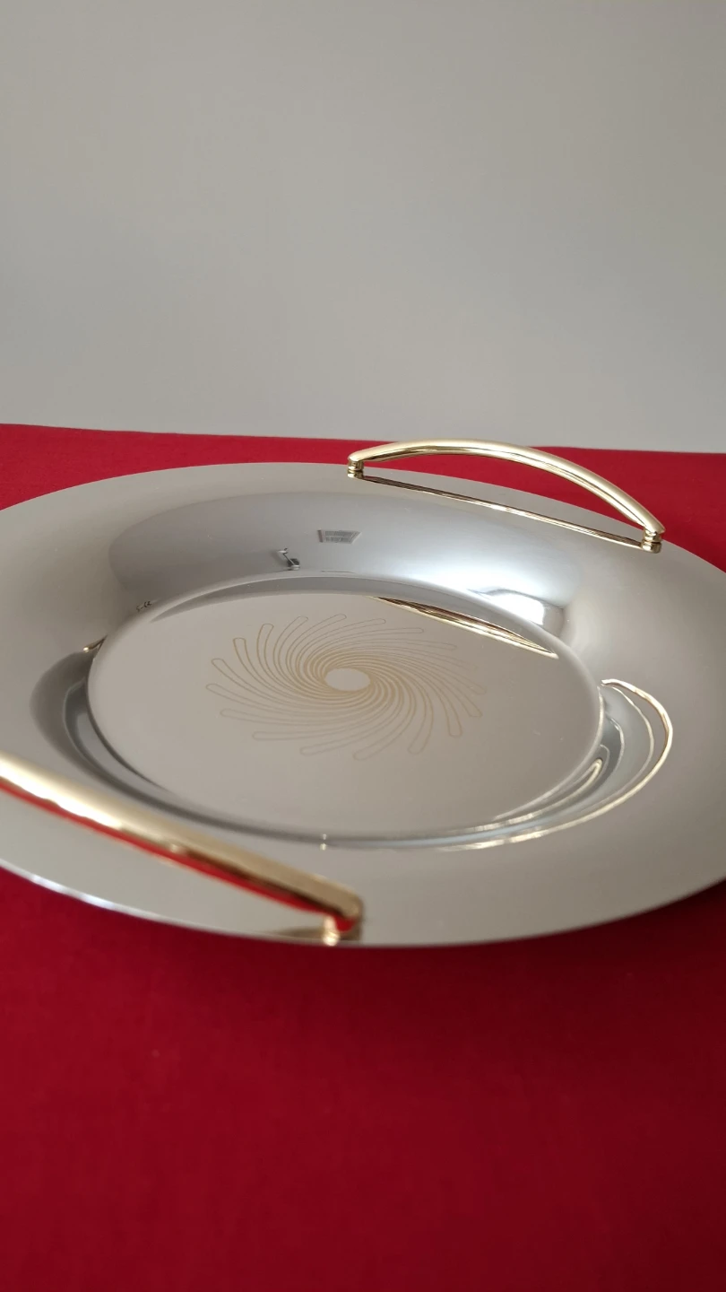 Stainless Steel Serving Tray with Gold Handles - photo 2