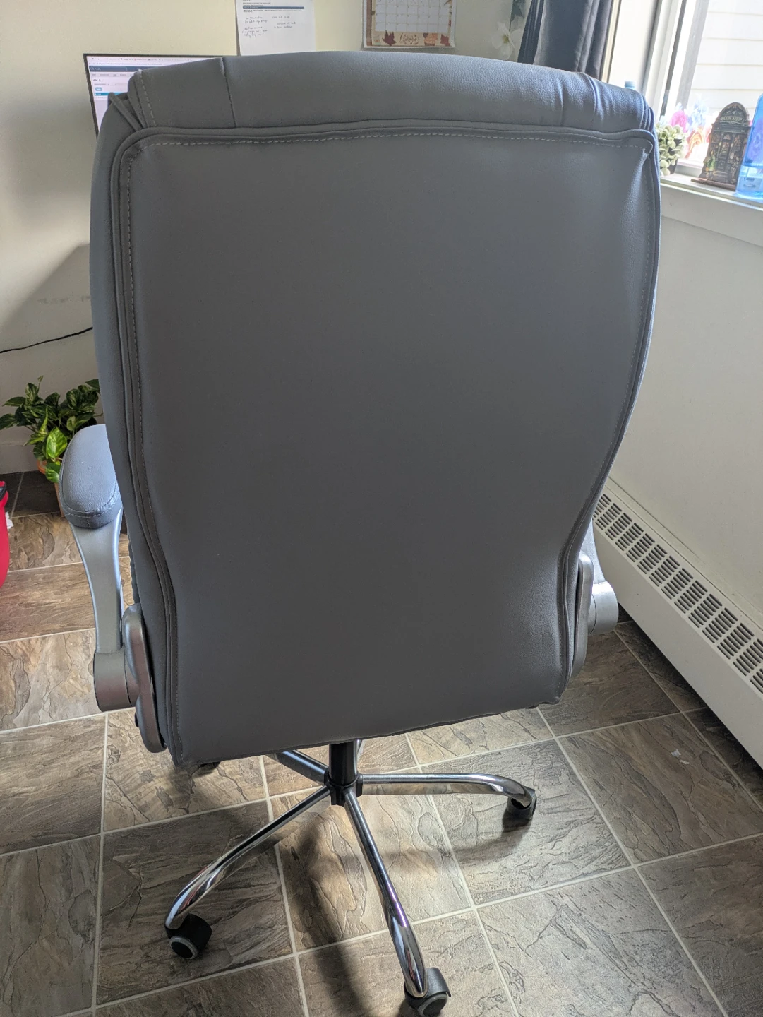 Grey Faux Leather Office Chair - photo 2