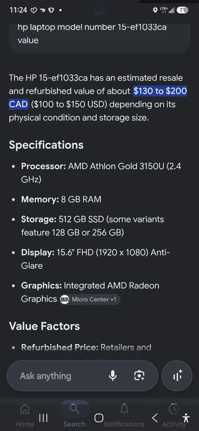 HP 15.6" FHD AMD Athalon Gold laptop - photo 4
