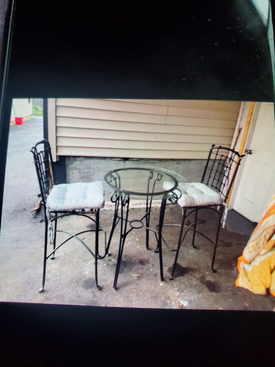 Metal Bistro Set with Glass Top Table - photo 4