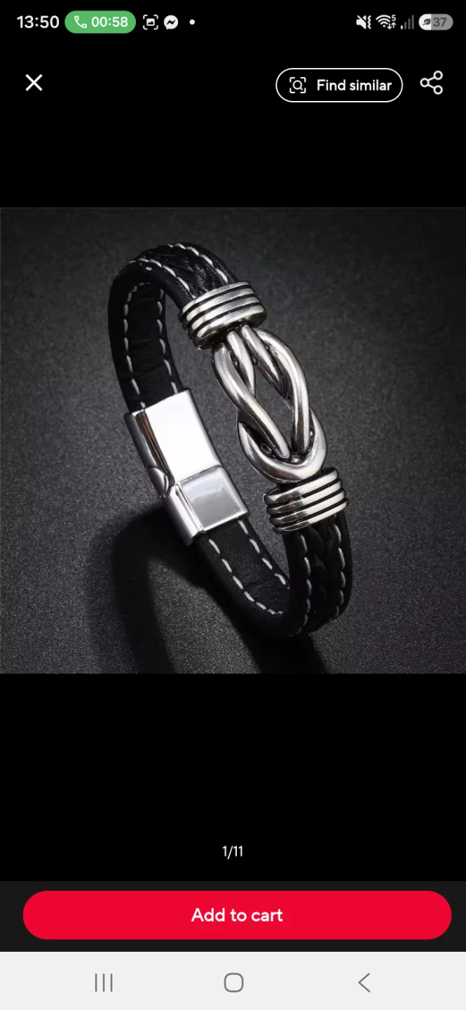 Black Leather Braided Knot Bracelet
