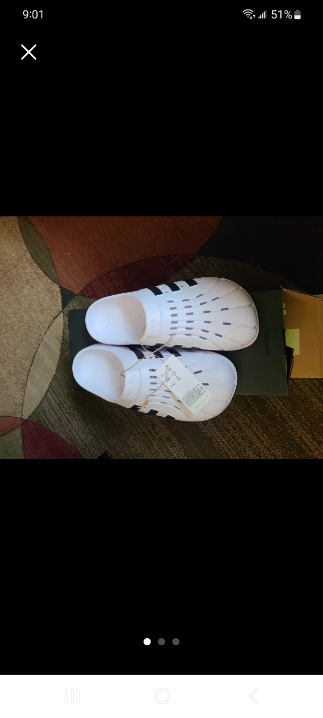 Adidas Adilette Clog Shoes White Men Size 9