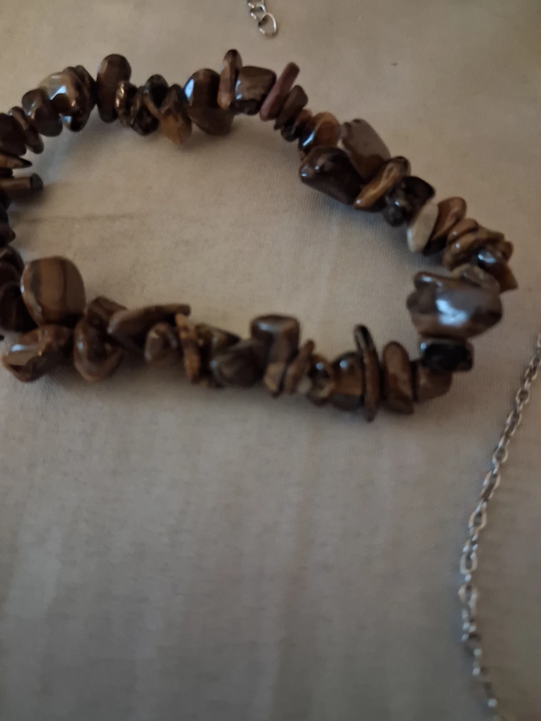 Tiger Eye Heart Pendant Necklace and Chip Bracelet Set - photo 4