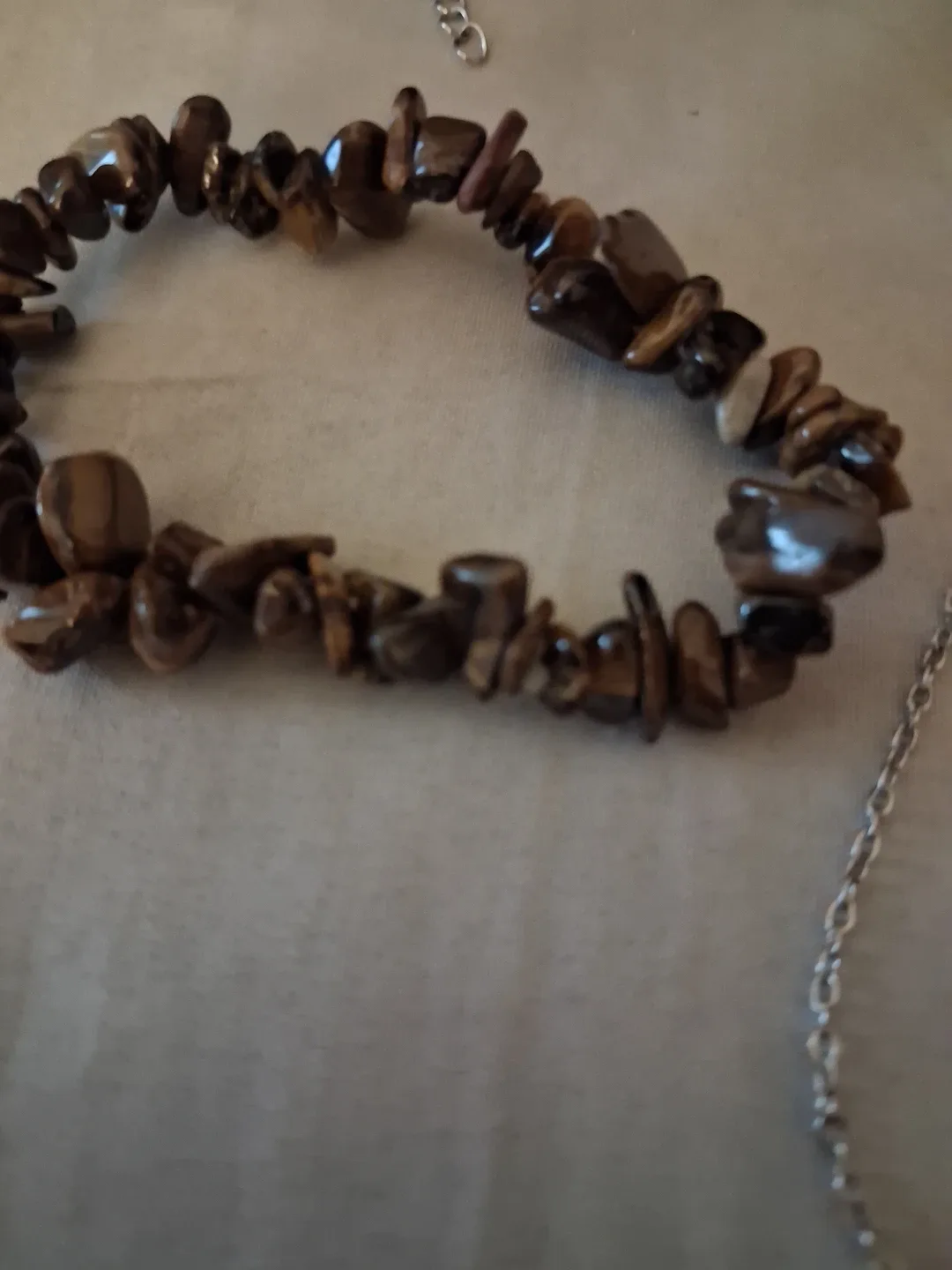 Tiger Eye Heart Pendant Necklace and Chip Bracelet Set - photo 4
