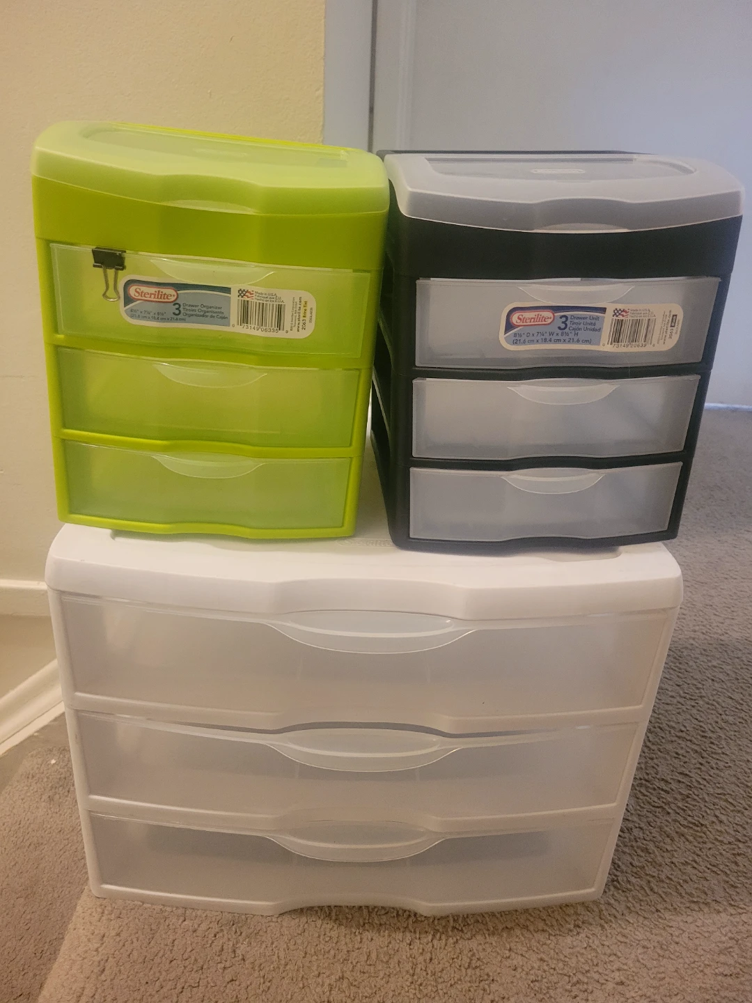 Set of 3 Sterilite 3-Drawer Organizer Units