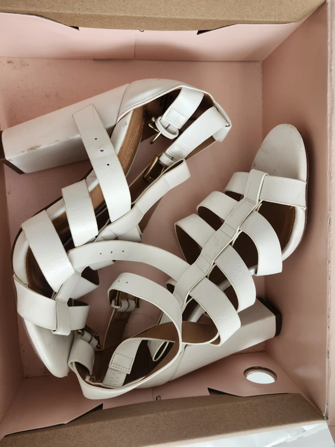 White Strappy Heels - Size 7