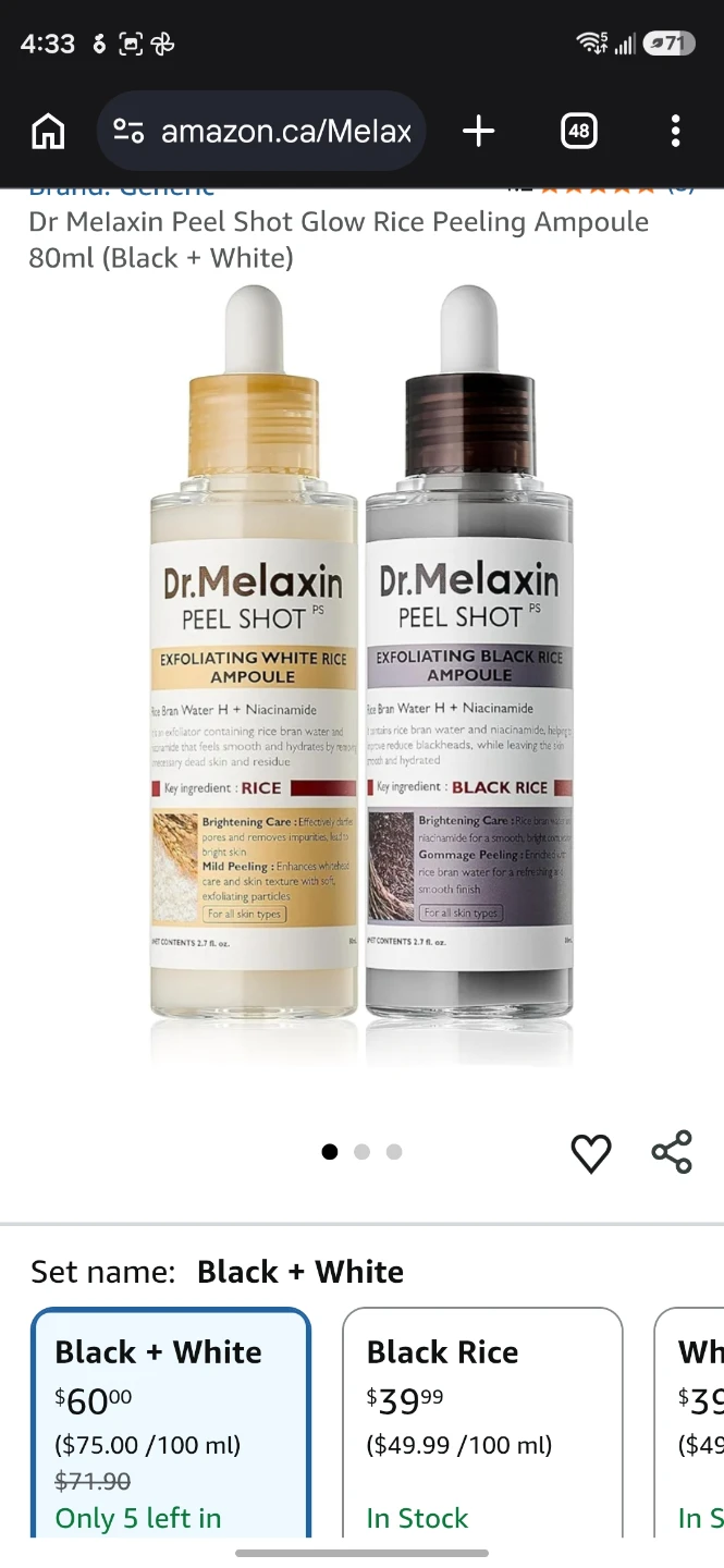 Dr.Melaxin Peel Shot Ampoule Set - Black and White Rice SET