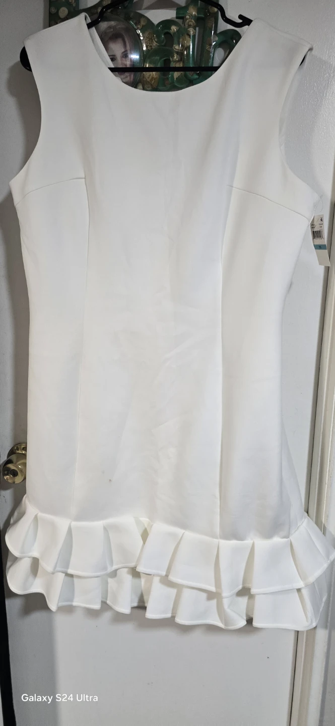Donna Ricco Ivory Ruffle Hem Dress Size 16 - photo 5