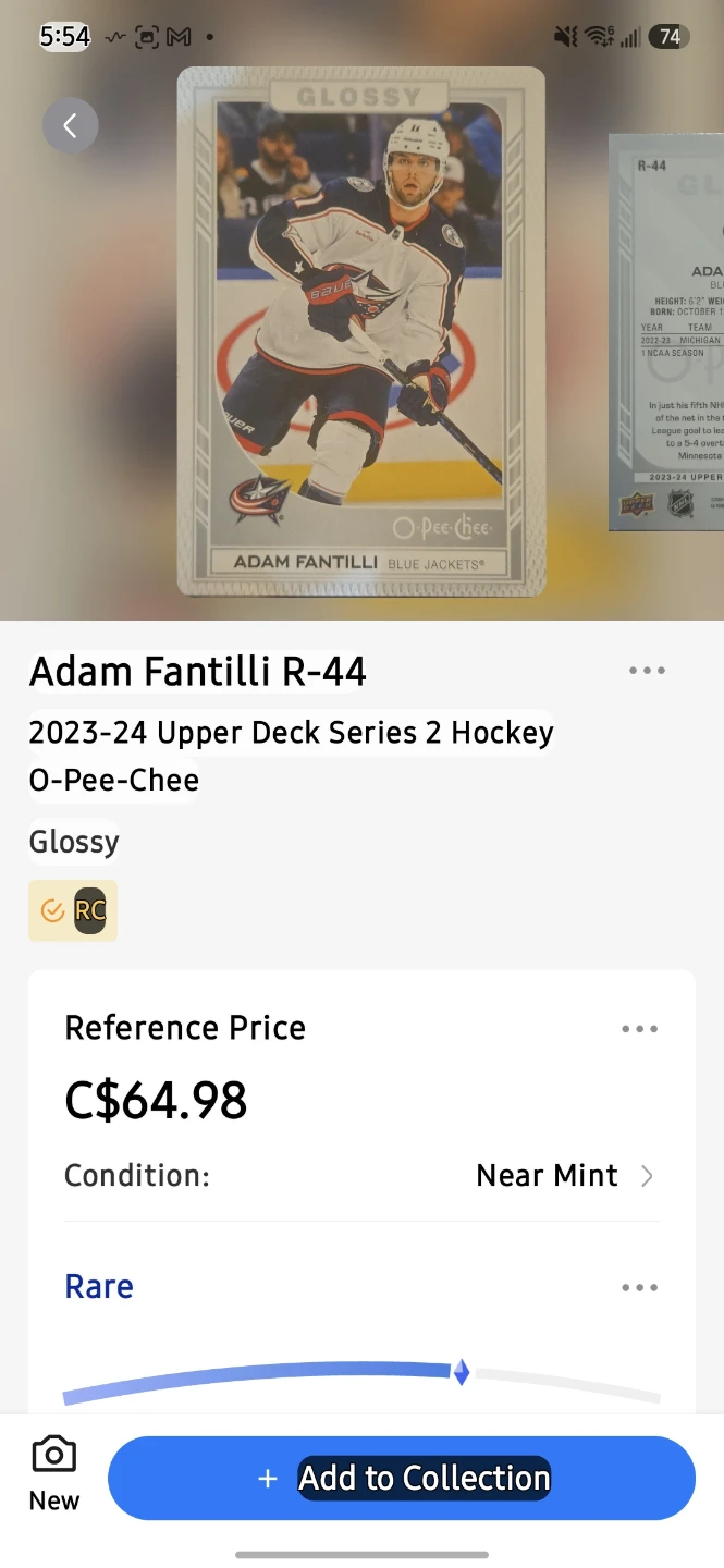 2023-24 Upper Deck Adam Fantilli O-Pee-Chee Glossy Card