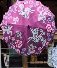 Purple Hummingbird & Floral Print Umbrella