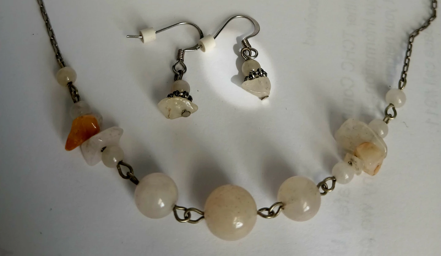 Honey JADE Stone Necklace and Earring Set - photo 5