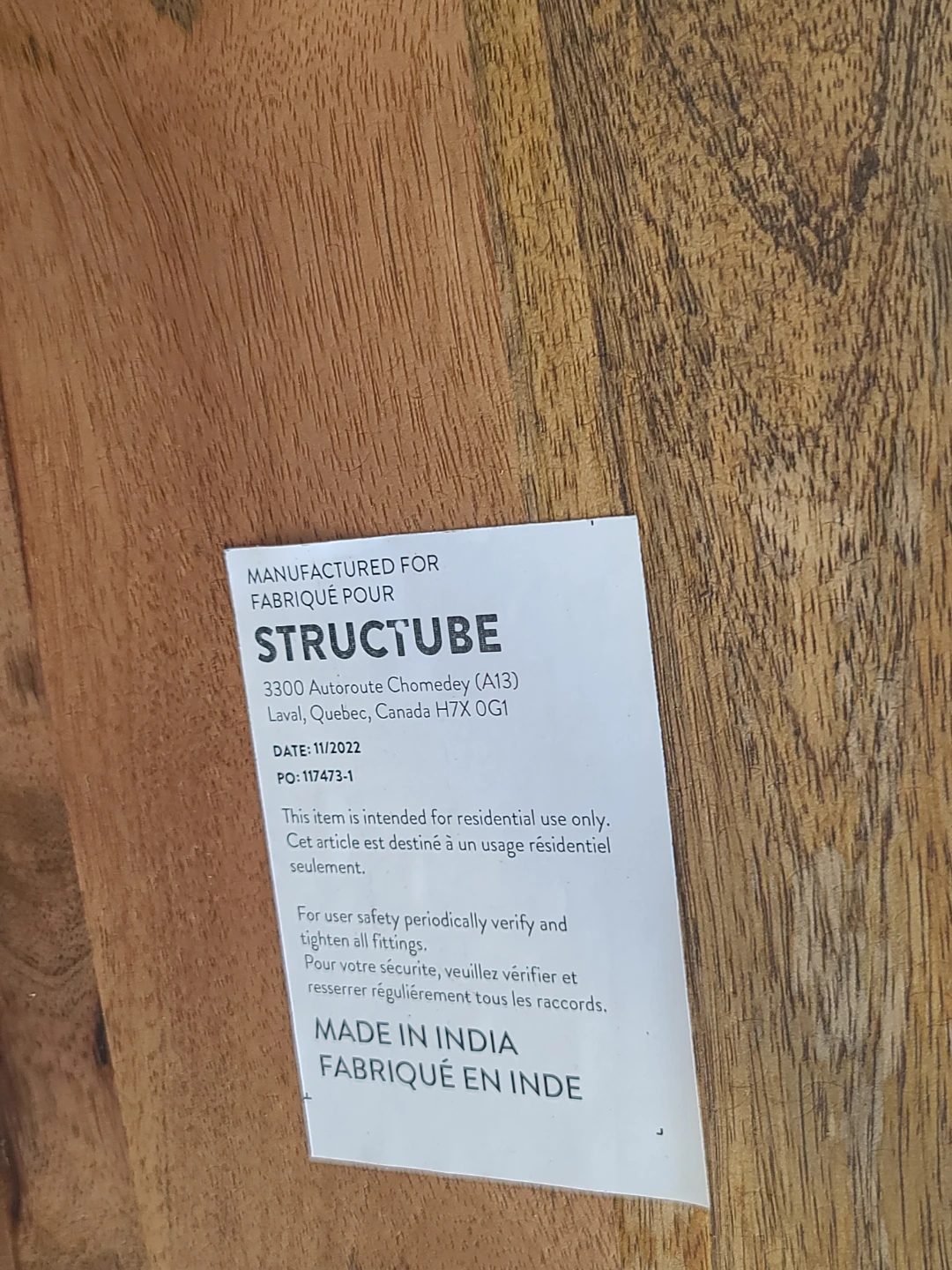 Structube Set of 3 Wood & Black Metal Nesting Side Tables - photo 5
