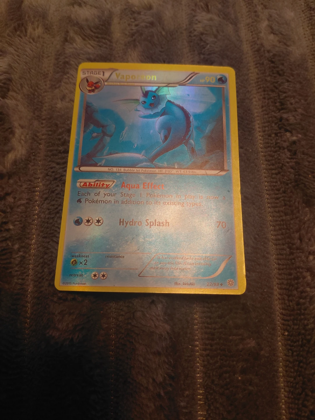 Pokemon Vaporeon 22/98 Holo Trading Card