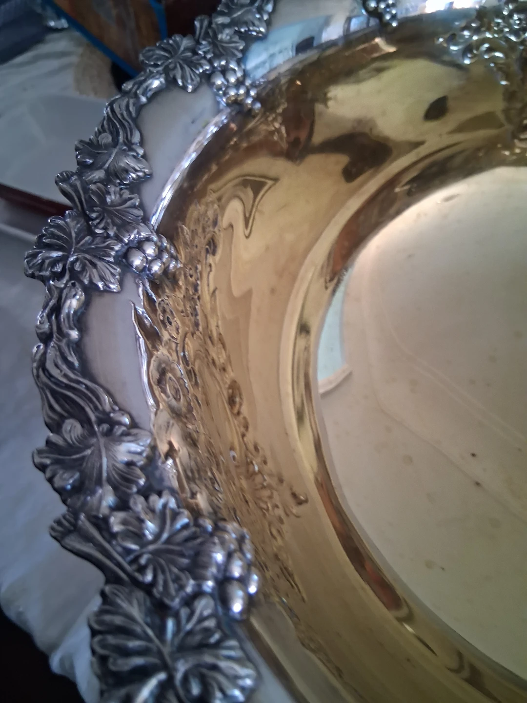 Large Silver Punch Bowl with Cups - photo 2