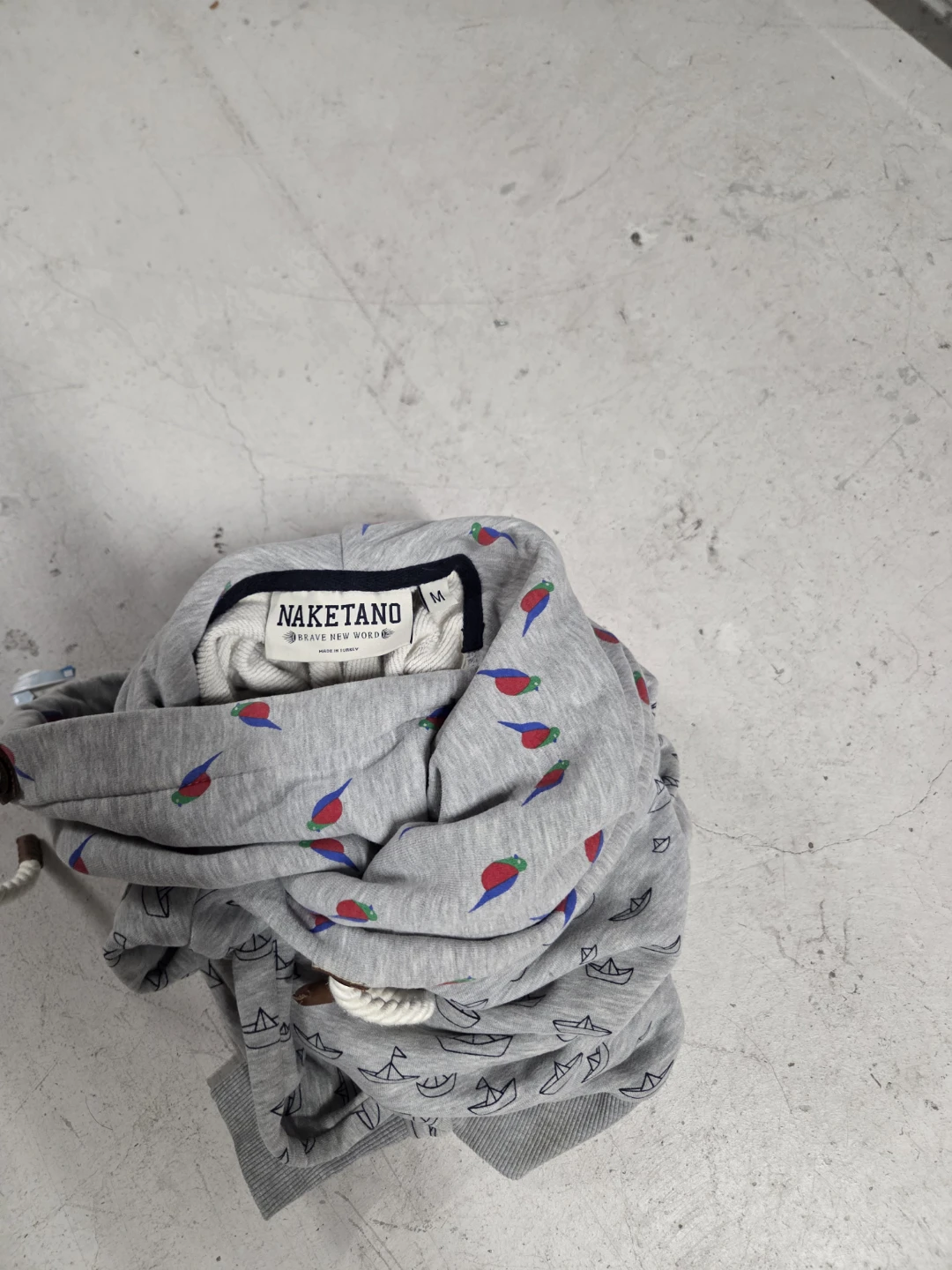 NAKETANO Grey Boat Print Hoodie - photo 2