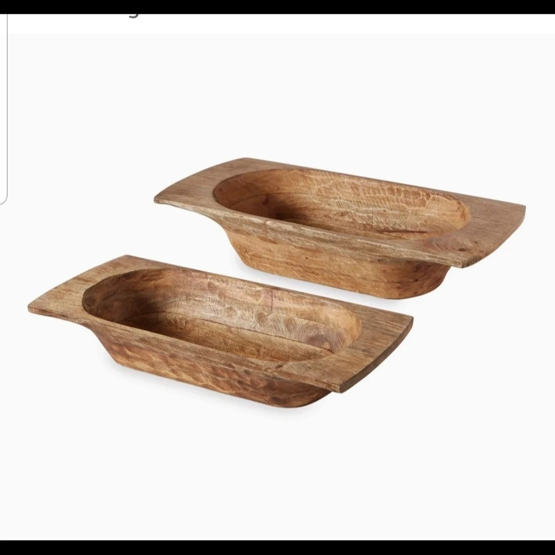 NEW Mud Pie Wooden Dough Bowl | 20" or 24" | Farmhouse Decor - photo 2