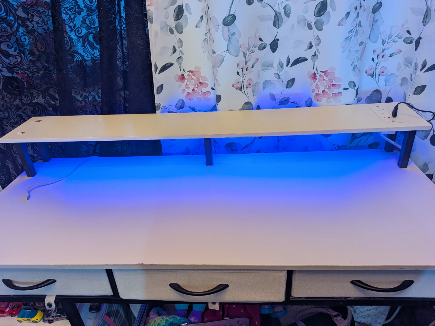 White desk monitor riser with power outlet - photo 4