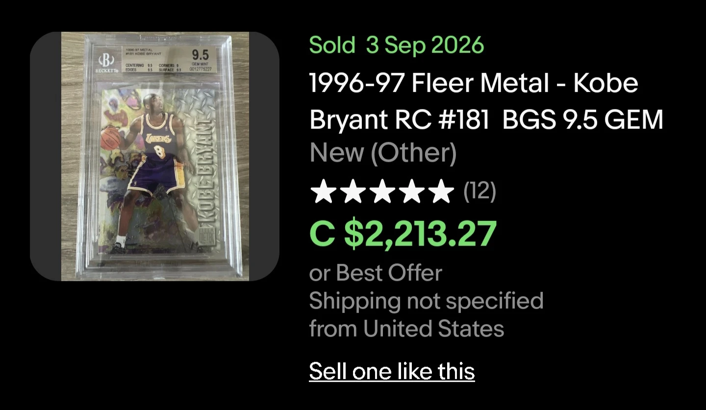 1996-97 Fleer Metal Kobe Bryant Card MNT 9.5 - photo 3