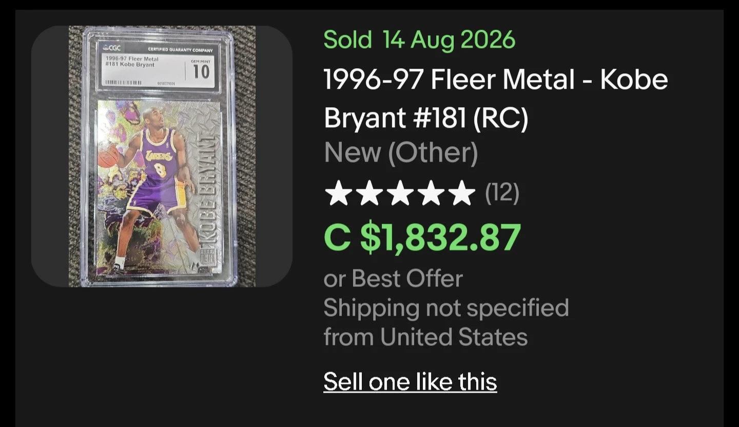 1996-97 Fleer Metal Kobe Bryant Card MNT 9.5 - photo 4