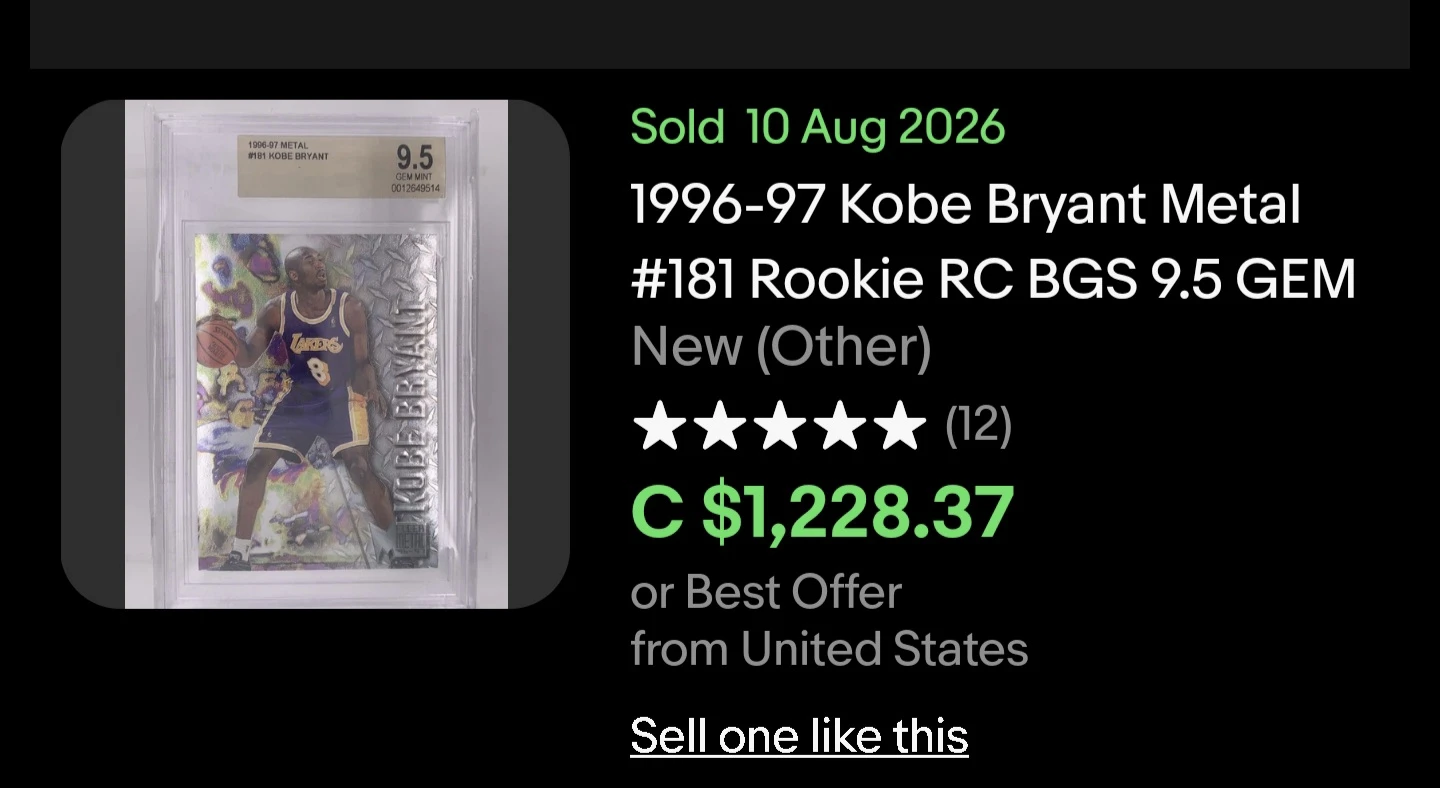 1996-97 Fleer Metal Kobe Bryant Card MNT 9.5 - photo 5