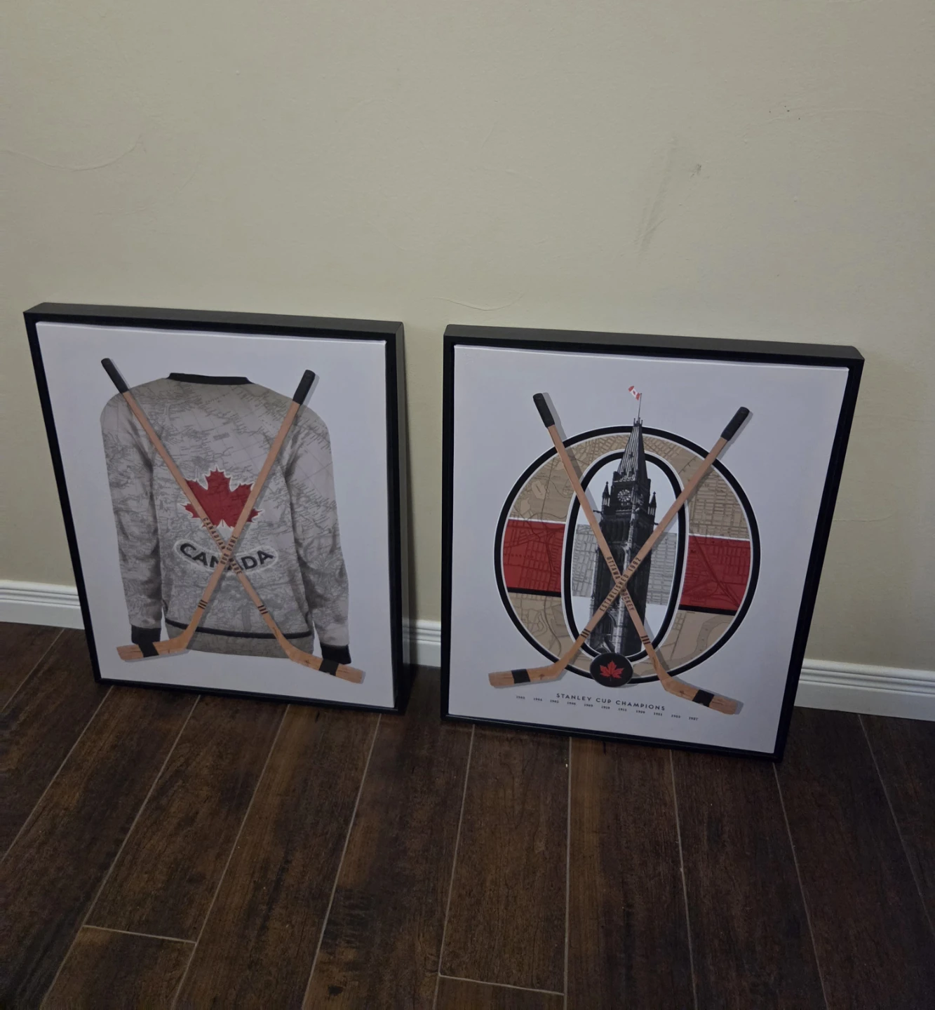 Set of Two Canadian Hockey Themed Framed Canvas Prints - photo 2