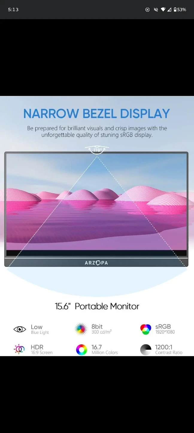 Arzopa 15.6 inch Portable Monitor send offer / trade - photo 3