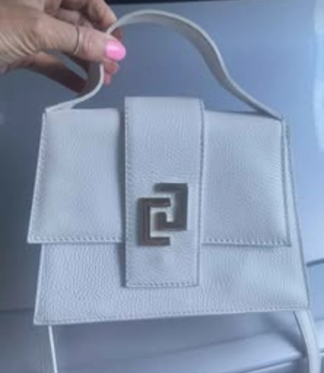 White Structured Crossbody / Handbag with Gold Hardware